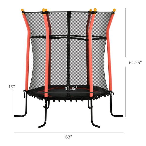 55\" Kids Trampoline, 4.6FT Indoor Outdoor Trampoline, Mini Toddler Recreational Trampolinewith Safety Enclosure Net And Basketball Hoop, Birthday Gifts Christmas Toys For 3 Years Children, Blue