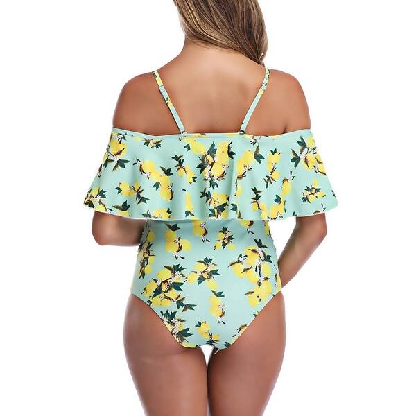 Shop Women Off Shoulder Maternity Swimsuits Flounce Floral One
