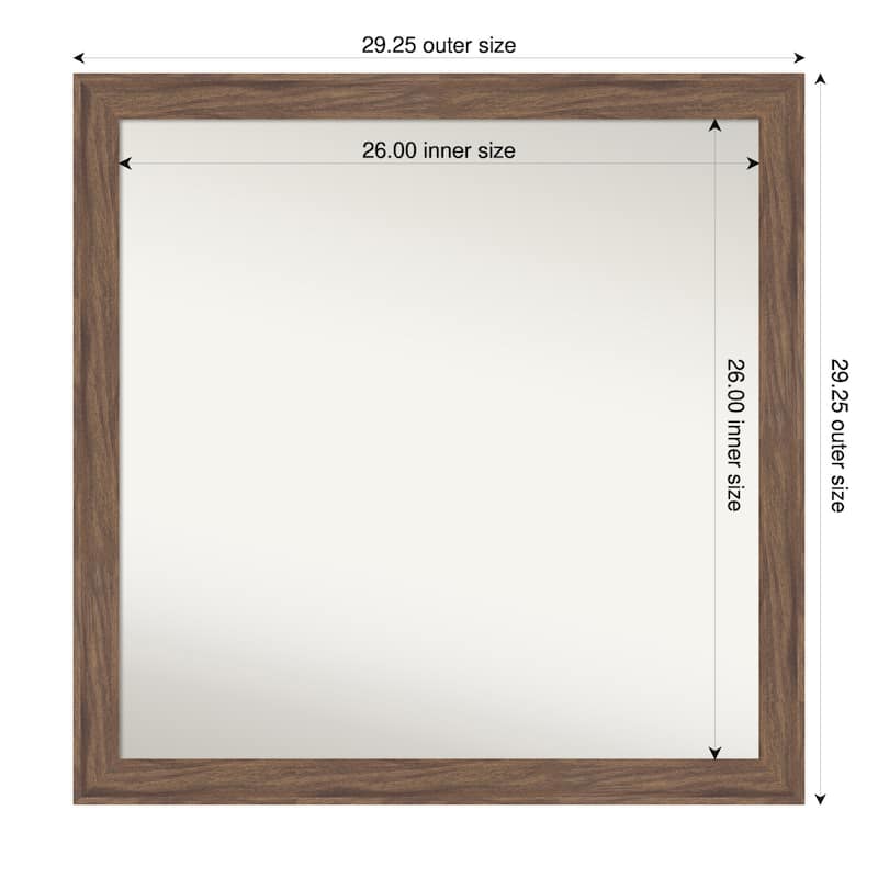 Pia Medium Brown Narrow Non-Beveled Framed Wall Mirror - Pia Medium Brown Narrow - 29 x 29 in