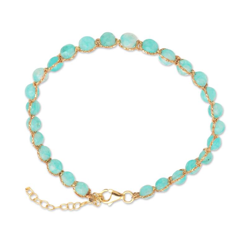 Novica Handmade Aqua And Gold Amazonite Beaded Bracelet