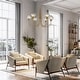 preview thumbnail 12 of 14, Celesn Modern Gold 6-Light Wheel Chandelier Glass Shade for Dining Living Room - D32" x H23"