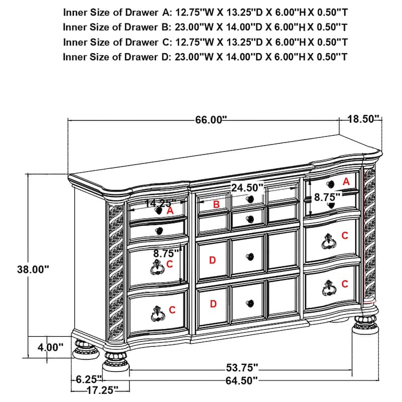 Emmett Traditional Wood 9-drawer Dresser Walnut