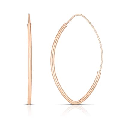 Curata 14k Rose Gold 35x20mm Shiny Marquise Hoop Fancy Earrings