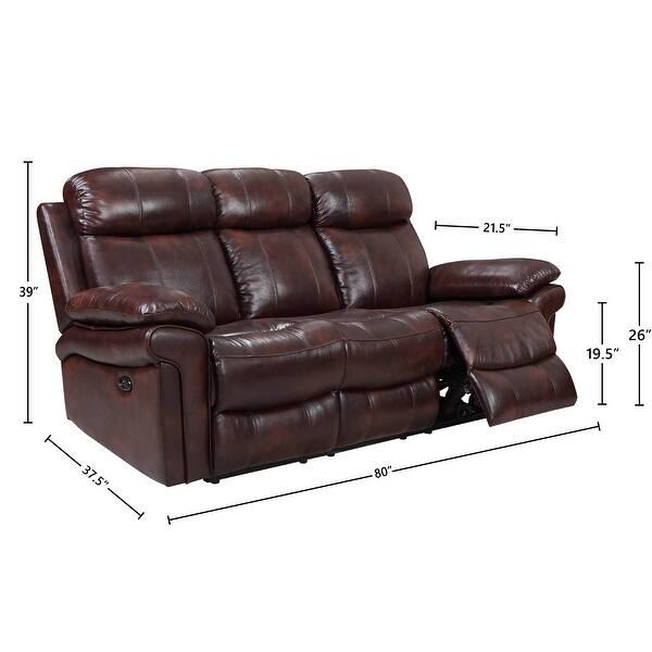 dimension image slide 3 of 2, Hudson Power Reclining Top Grain Leather Sofa (Brown/ Blue/ Red)