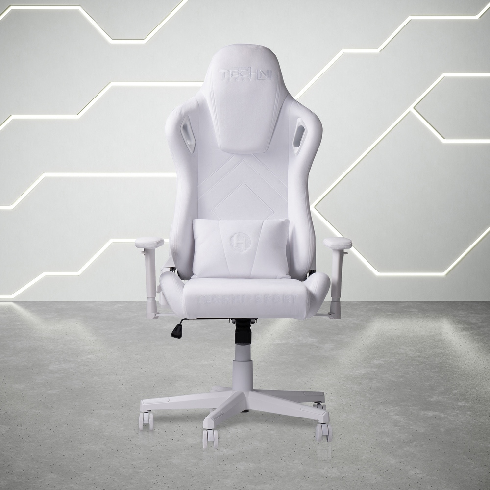 Topcraft Ergonomic Racing Style Gaming Chair, Silver - Silver/Black