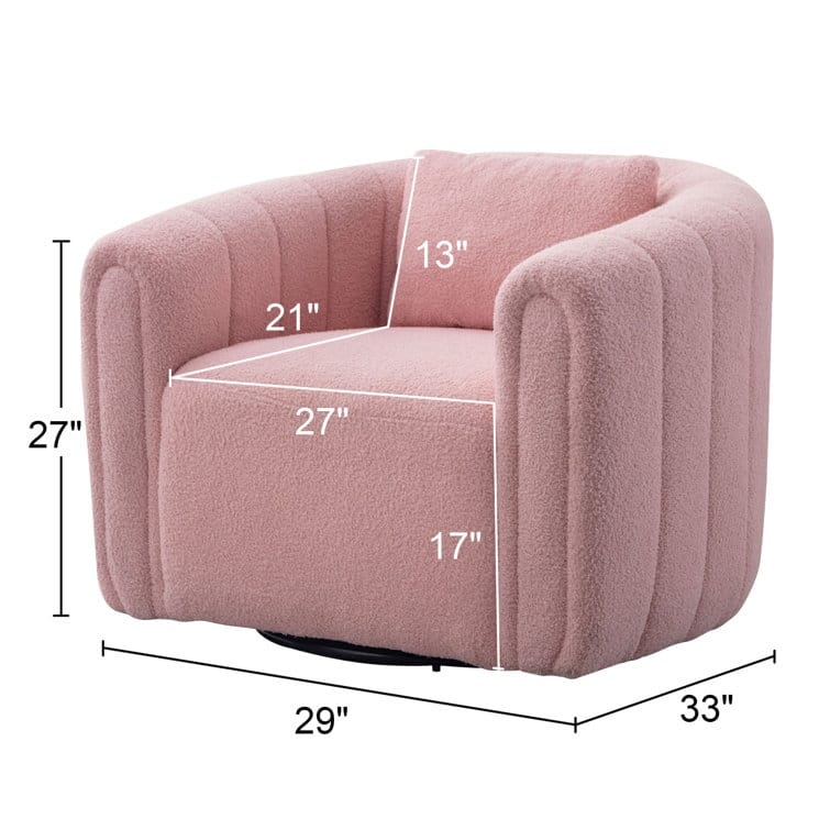 Ebello Oversize Velvet Swivel 360° Rotation Barrel Comfy Round Armchair With Pillow For Living Room Bedroom