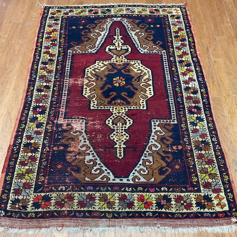 HERAT ORIENTAL Antique 1920's Handmade Turkish Wool Rug - 4' x 6'