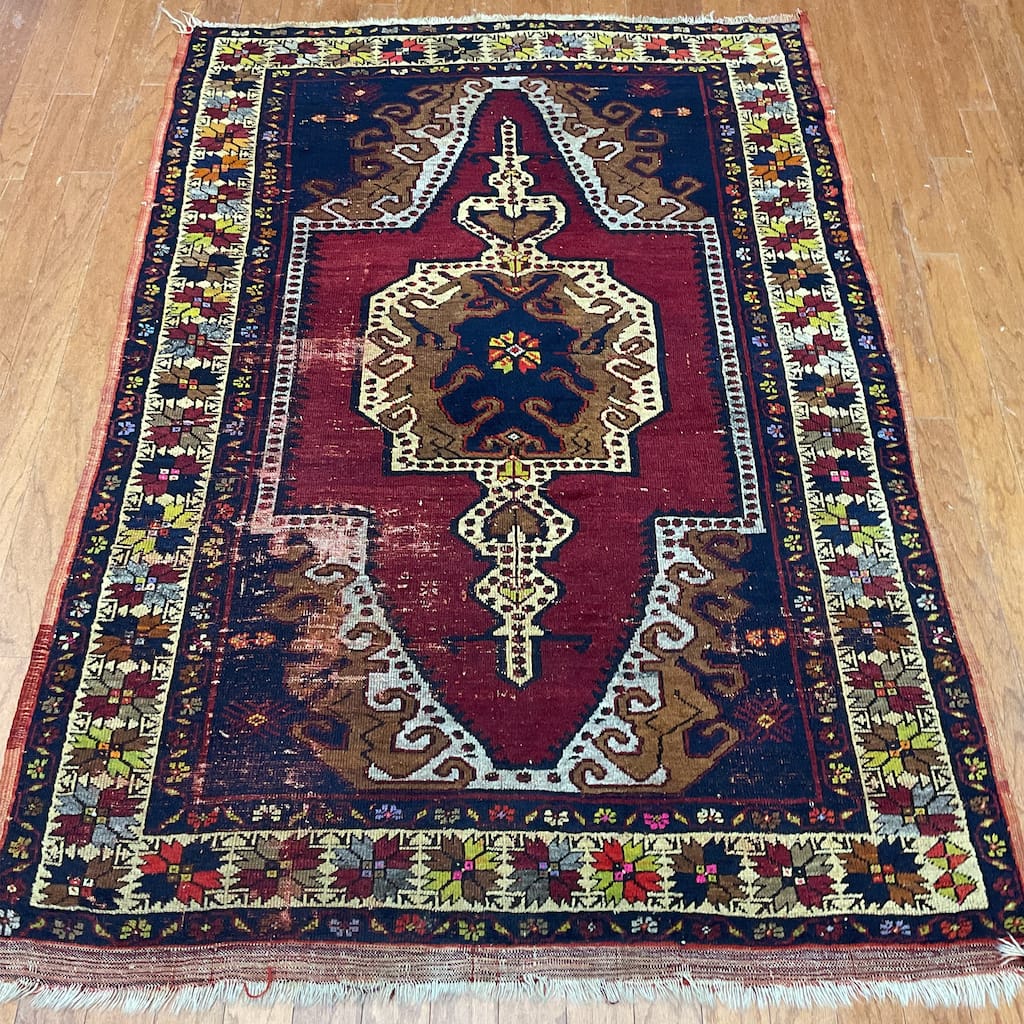 HERAT ORIENTAL Antique 1920's Handmade Turkish Wool Rug - 4' x 6'