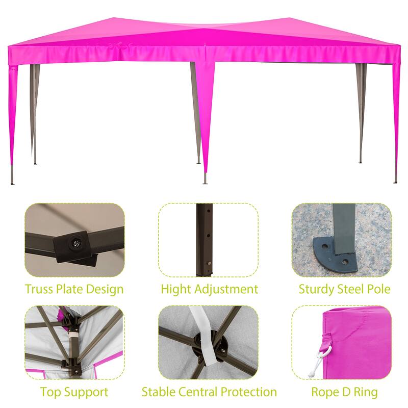 10 ft. x 20 ft. Pop Up Canopy Outdoor Portable Party Wedding Tent with 6 Removable Sidewalls and Carry Bag + 6pcs Weight Bag