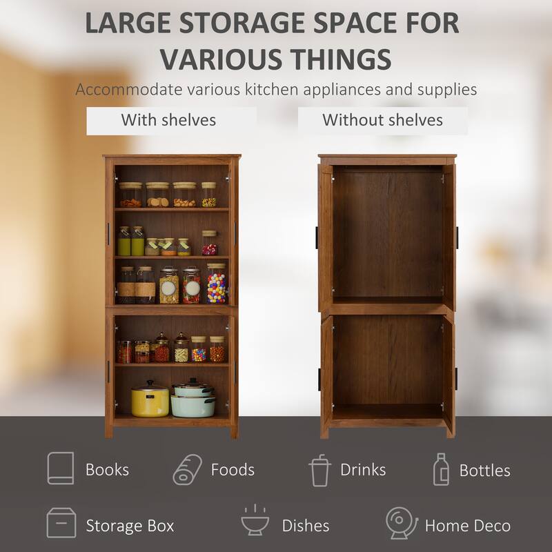 Particleboard Kitchen Storage Cabinet with Adjustable Shelves - 31.25" L x 13" W x 64" H