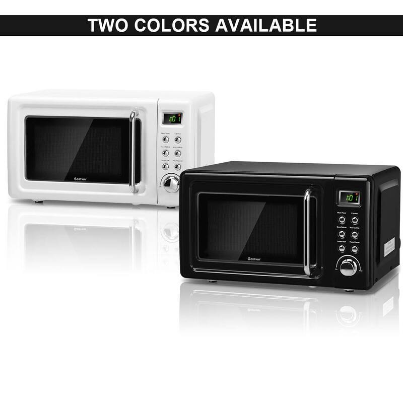 Costway 0.7Cu.ft Retro Countertop Microwave Oven 700W LED Display