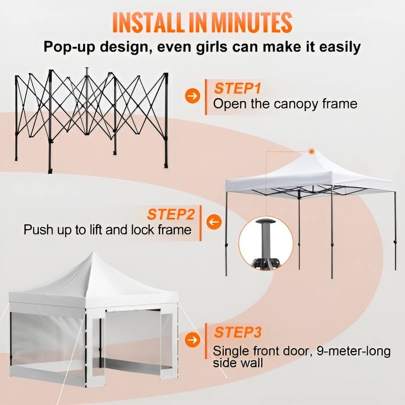 PVC Outdoor Patio Gazebo Tent with Sidewalls and Roller Bag