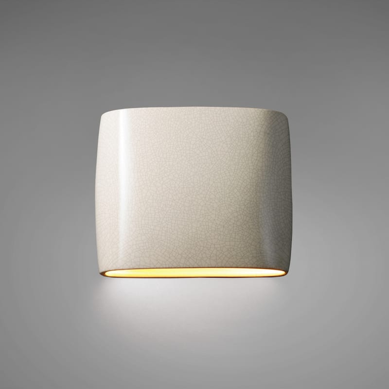 Porch & Den Courtside White Crackle Closed Top ADA 2-light Small Outdoor Oval Wall Sconce