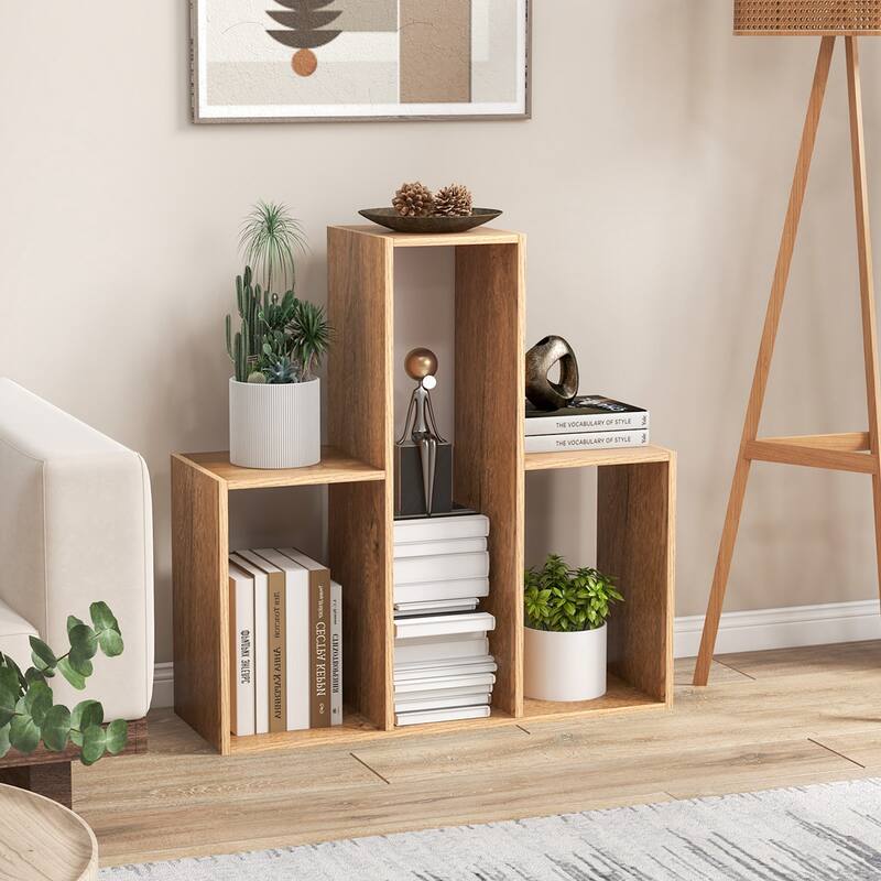 Costway 3-Shelf Concave/Convex Bookshelf Room Organizer with
