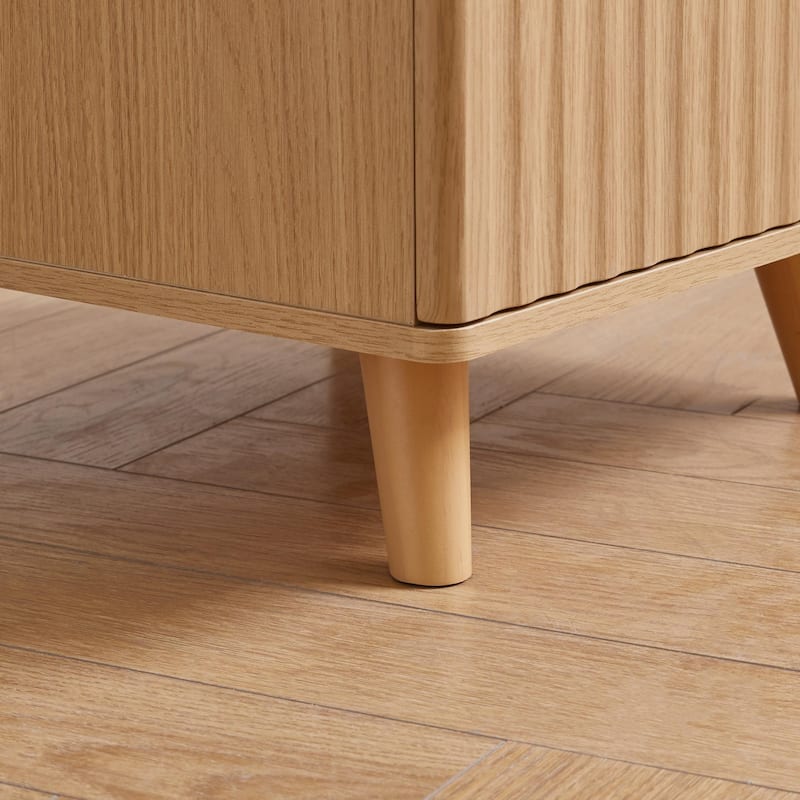 Modern Bedside Table with Gun Drawer,Bedside Table with Charging Station, 2 Drawers and Open Shelf,Side Table for Bedroom