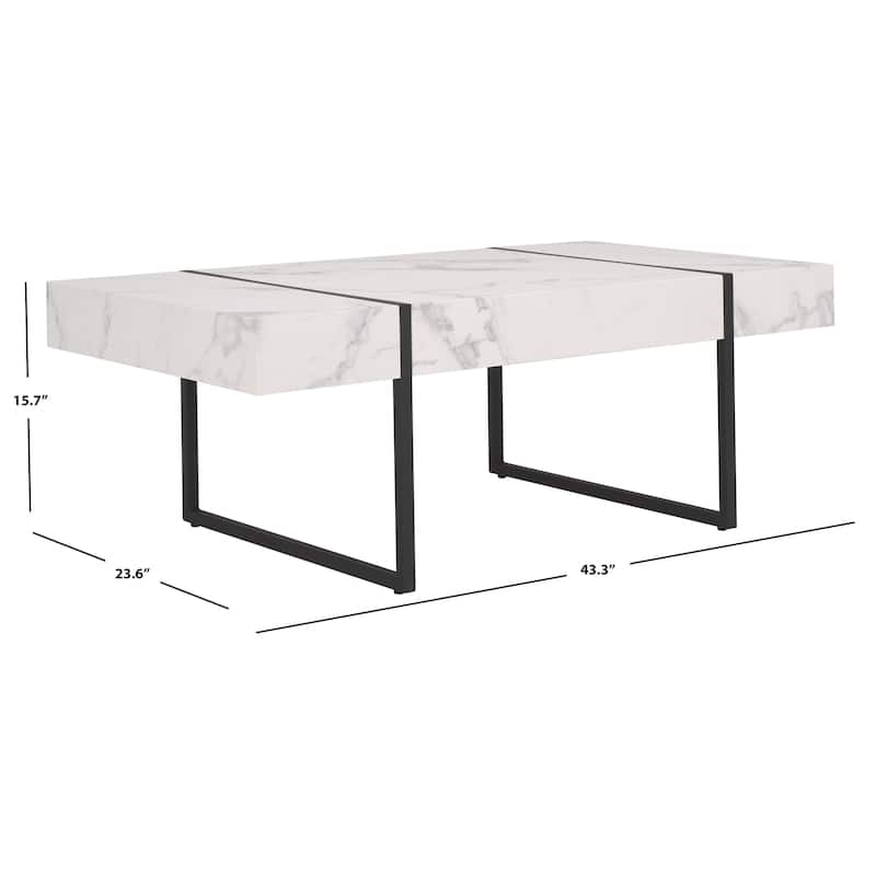 SAFAVIEH Tristan Modern Rustic Rectangular Coffee Table - 43.3" W x 23.6" L x 15.7" H - 43.3" W x 23.6" L x 15.7" H