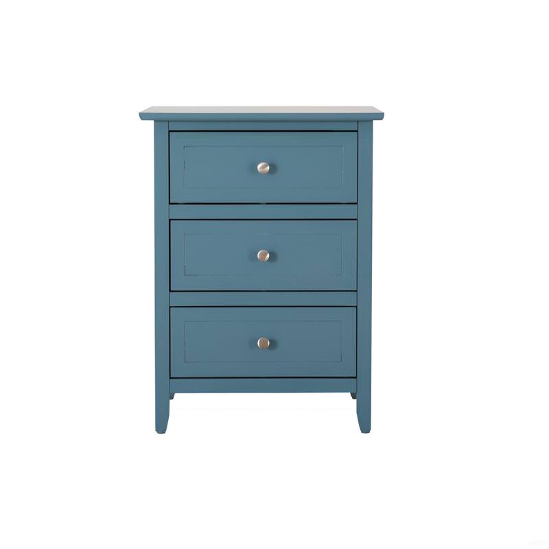 Compact Teal Nightstand with Three Drawers for Modern Bedrooms