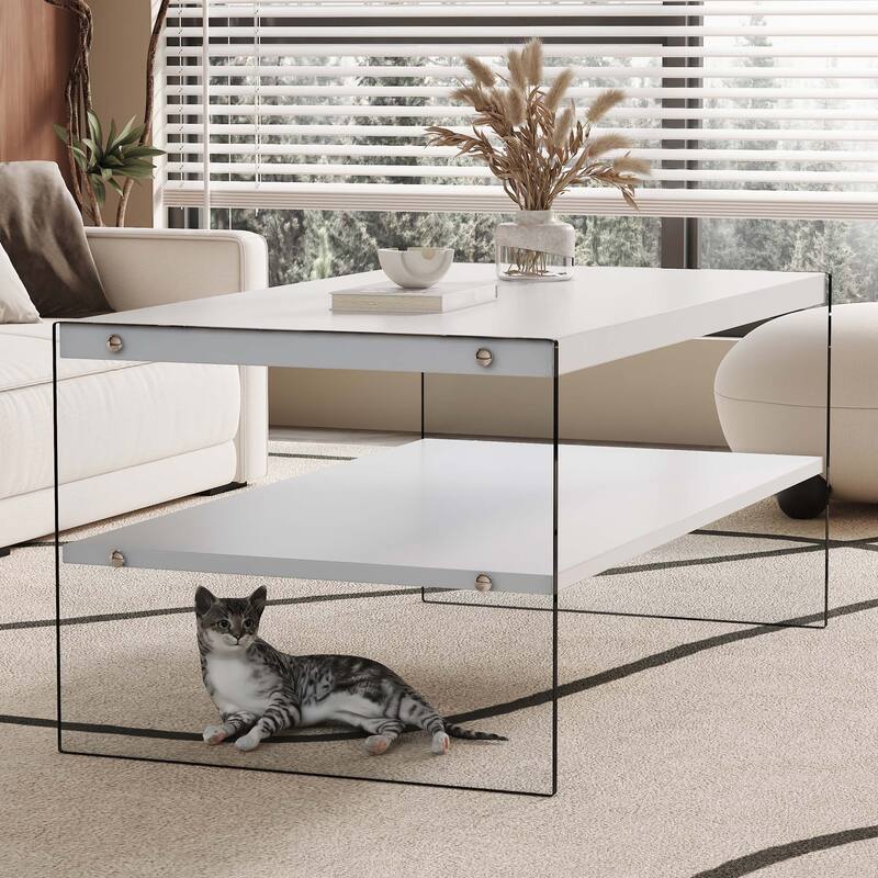 Double layered rectangular coffee table