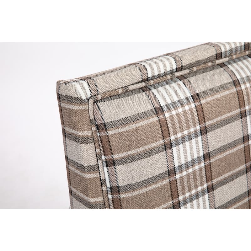 Coffee Modern Cotton High Back Upholstered Accent Chair with Sturdy Metal Frame and Turned Legs