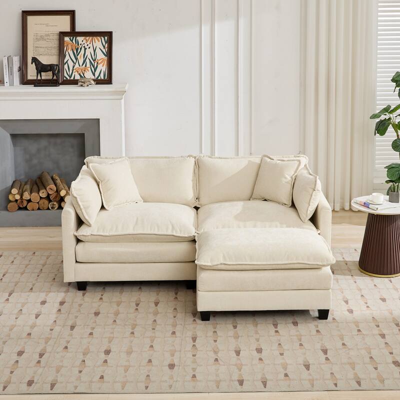 Cloud Sofa Ottoman only, Modern Sectional Couch, for Living Room Bedroom and Apartment - Beige