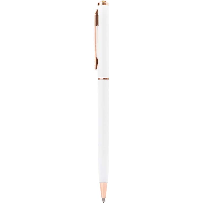 Paper Junkie White Ball Point Pens and Rose Gold Gemstone (8-Pack)