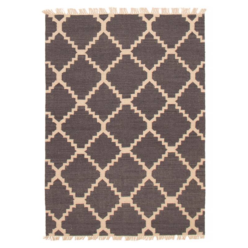 Ankara FW Grey Kilim 5'1" x 7'3" - 5'1 x 7'3 - Dark Grey - 5'1 x 7'3