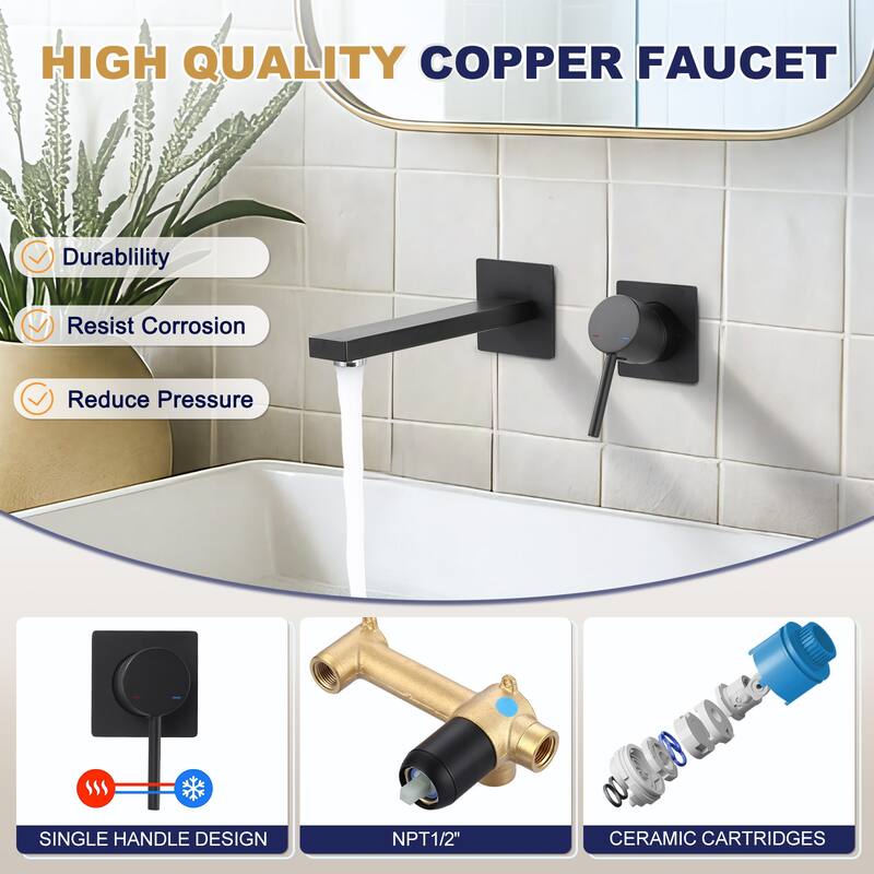 WOWOW Wall Mount Single Handle Bathroom Faucet in Modern