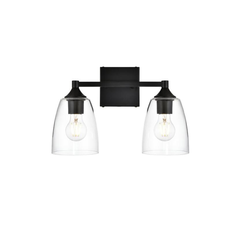 Gina 1 Light Black and Clear Bath Sconce - Black - 15