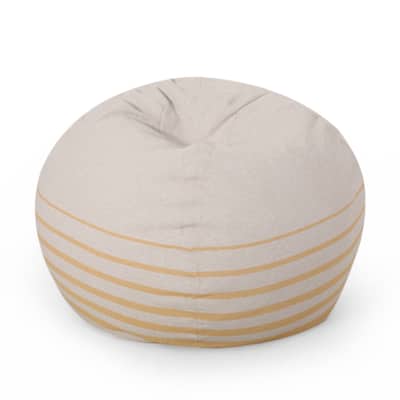 Bohemio 5 Foot Rounded Bean Bag, Natural Color / Striped Yellow