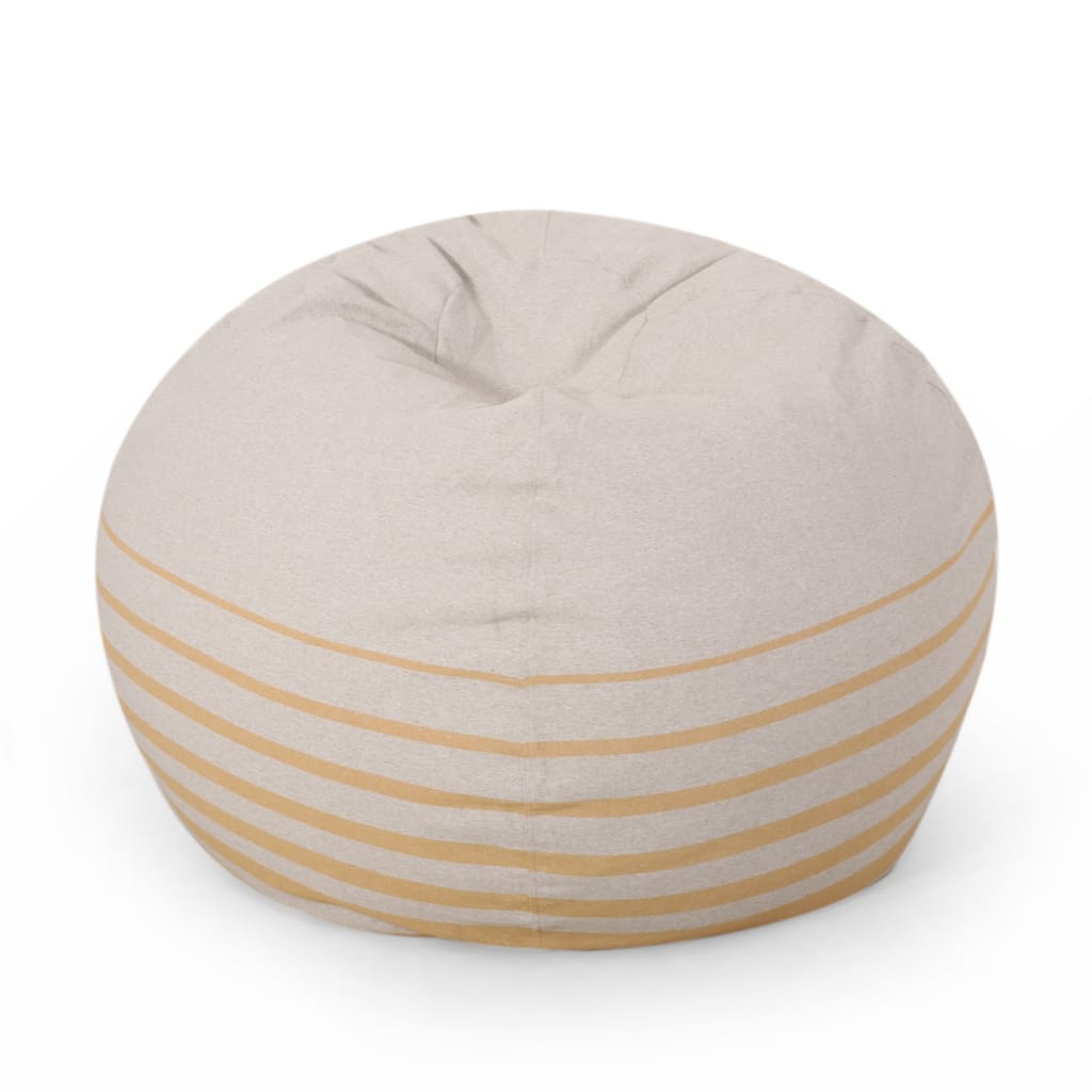 Bohemio 5 Foot Rounded Bean Bag, Natural Color / Striped Yellow