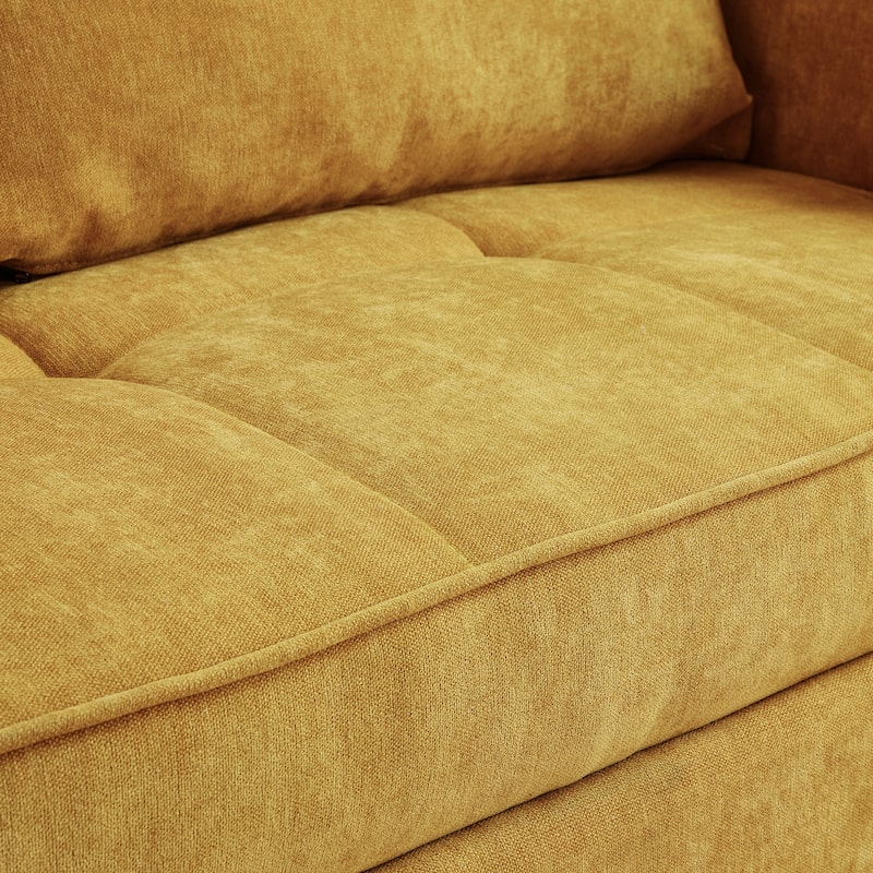 3 in 1 Convertible Sleeper Sofa Bed, Small Sofa with Side Pockets and 2 Pillows, Chenille Loveseat with Adjustable Arms