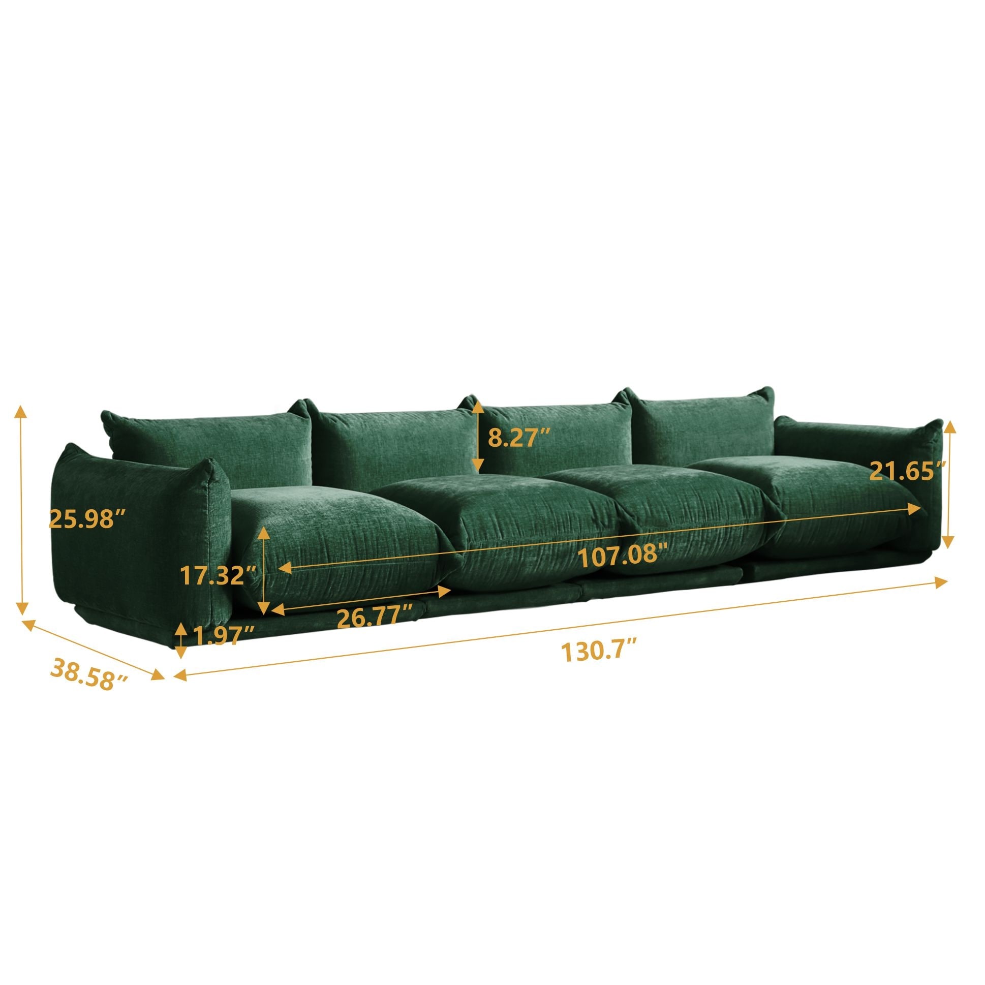 Mid-Century Modern 4 Seater Chenille Sectional Sofa