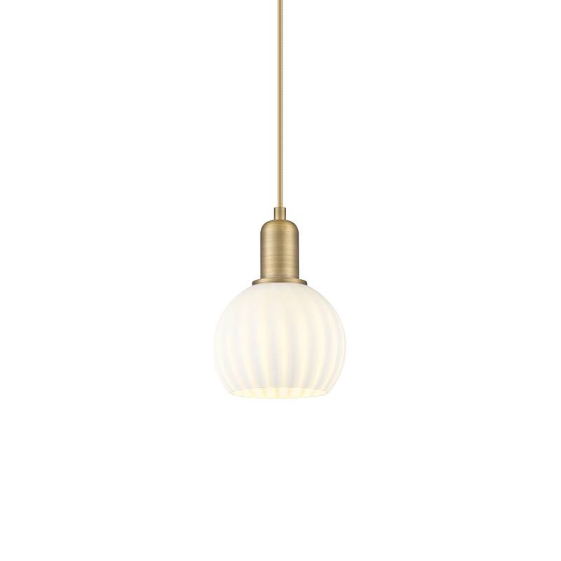Innovations Lighting 716-1P-9-6 White Venetian Pendant White Venetian - Brushed Brass / White Venetian