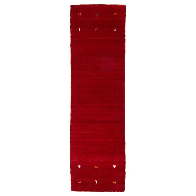 Kashkuli Gabbeh Red Rug 2'8" x 9'8" - 2'8 x 9'8 - Red - 2'8 x 9'8