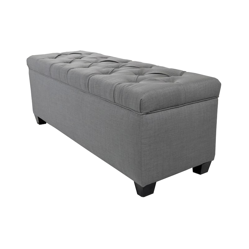 Sole Secret Diamond-tufted Linen Storage Bench