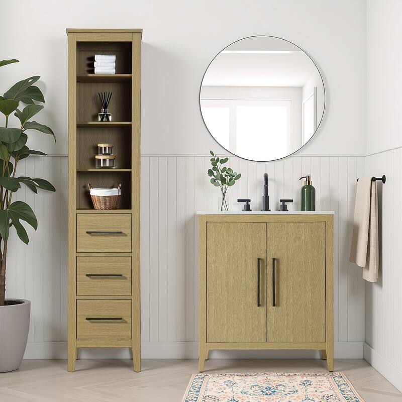 Laura 16-28 Inch Open Shelving Bath Storage Cabinet