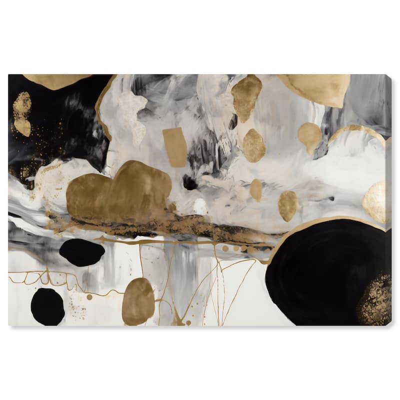Wynwood Studio Abstract Planets at Work Gold and Metallic Gold Glam Wall Art Canvas Print