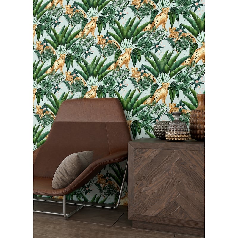 Augustus Aqua Jungle Cheetah Wallpaper