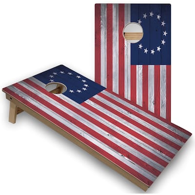 American Flag Stars Cornhole Boards with Case & Lights