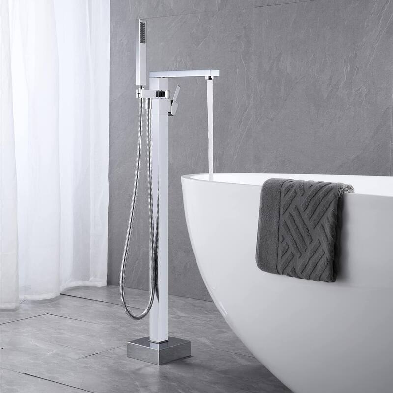 Gold/Black/Sliver Freestanding Bathtub Faucet, Floor Mount Bathtub Filler with Handheld Shower