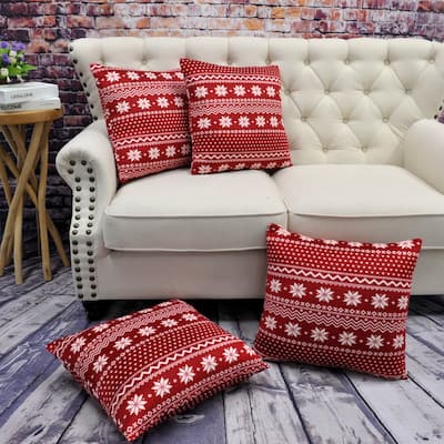 Christmas Holiday Gift Pillow Shells 4 pc Set, NO INSERT