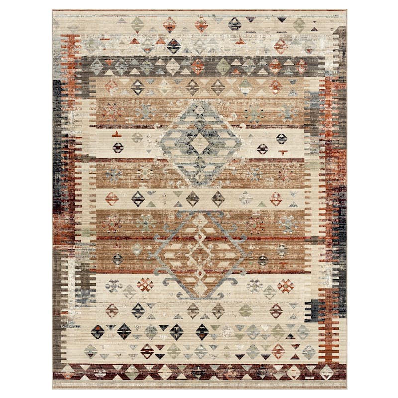 Petra Rustic Earth Tones Area Rug