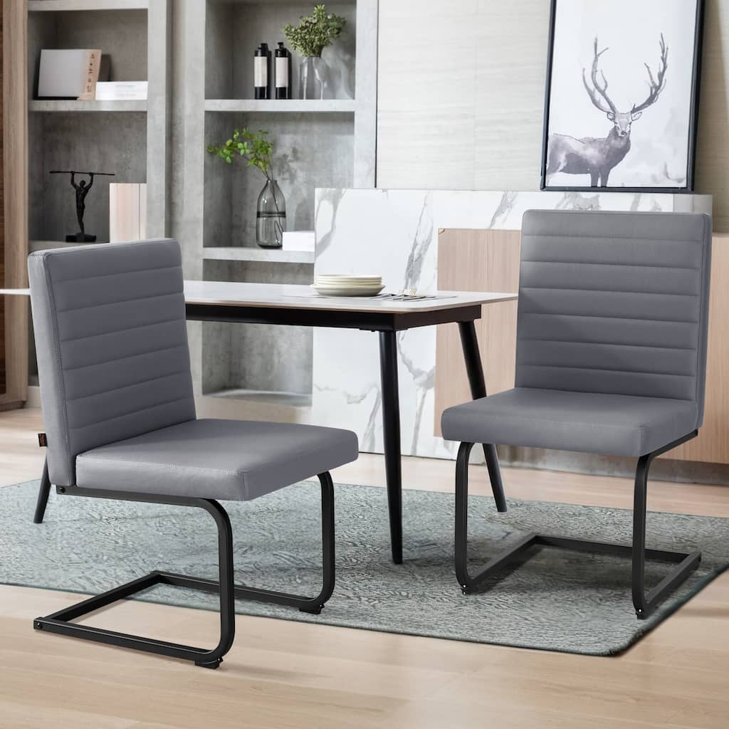 Dining Chairs Set of 2, Upholstered Kitchen Chairs with Metal Legs, Armless Chair with Comfortable Seat for Dining Room