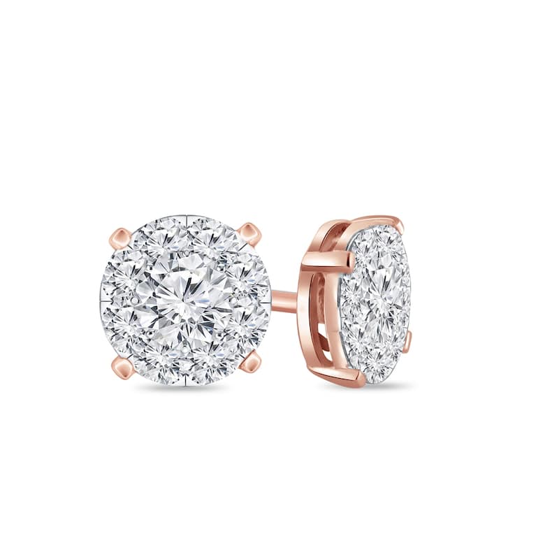 Auriya 14k Gold 1/2ctw Round Pave Diamond Stud Earrings (H-I, I1-I2)