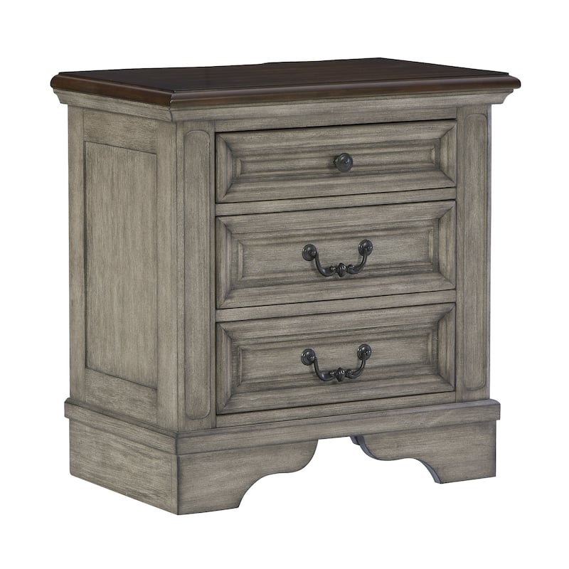 Ashley Furniture Lodenbay Black & Gray 3 Drawer Night Stand with Charging Station