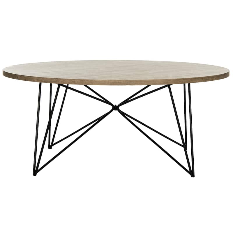 SAFAVIEH Mid-Century Modern Maris Light Grey/Black Coffee Table - 34"W x 34"D x 14"H
