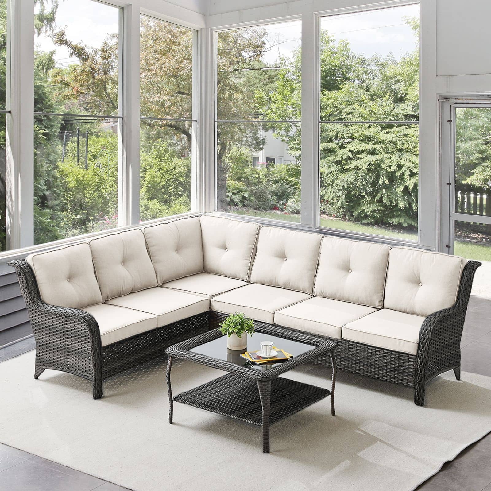 Option Grey Wicker / Beige Cushion