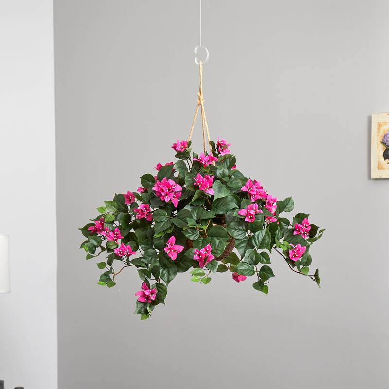 Bougainvillea Silk Plant Hanging Basket - Green