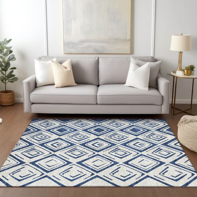 Machine Washable Indoor/ Outdoor Chantille Ombre Diamonds Rug
