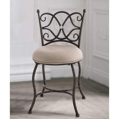 Hillsdale Brody Metal Vanity Stool, Rubbed Gray - Rubbed Gray - 17" x 18" x 32.5"
